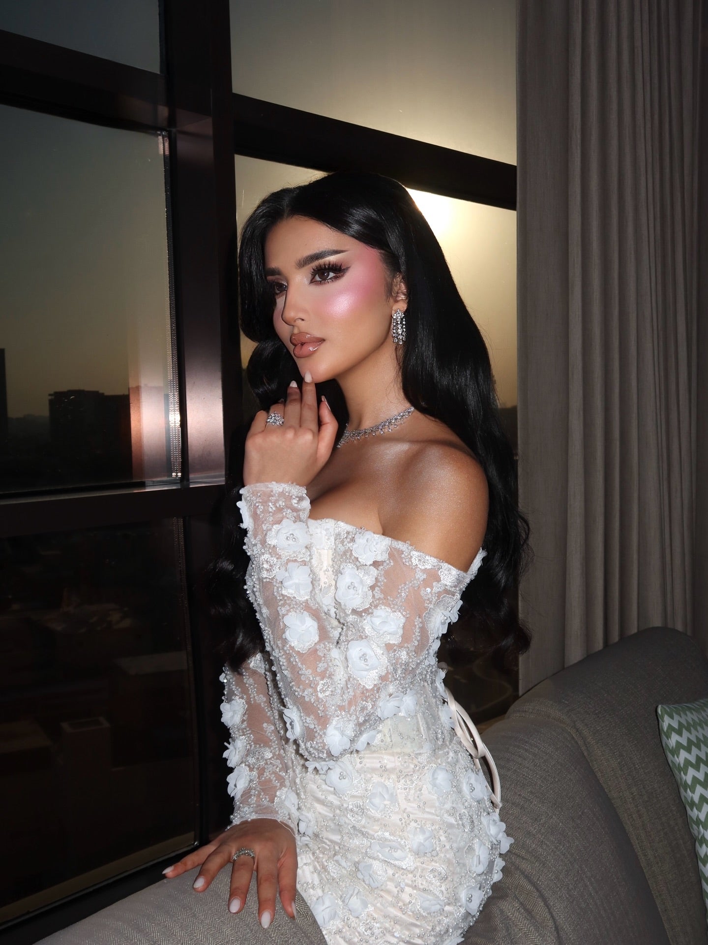 Off-the-Shoulder 3D Floral Lace Mermaid Wedding Dress