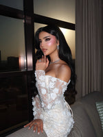 Off-the-Shoulder 3D Floral Lace Mermaid Wedding Dress