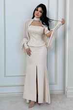 Sequined Corset Gown with Choker Bolero