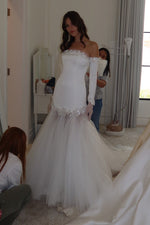 Off-the-Shoulder Mermaid Wedding Dress with Tulle Skirt