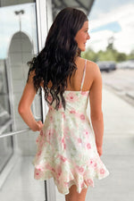 Tiered Floral Organza Mini Dress