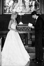 Spaghetti Strap Lace A-Line Wedding Gown with Open Back
