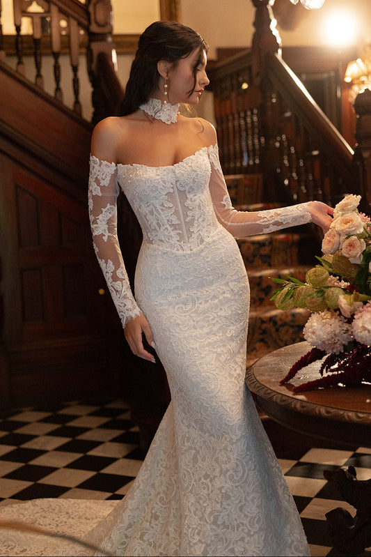 Long Sleeve Lace Mermaid Wedding Dress