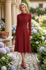 Pleated Bodice Midi A-Line Dress
