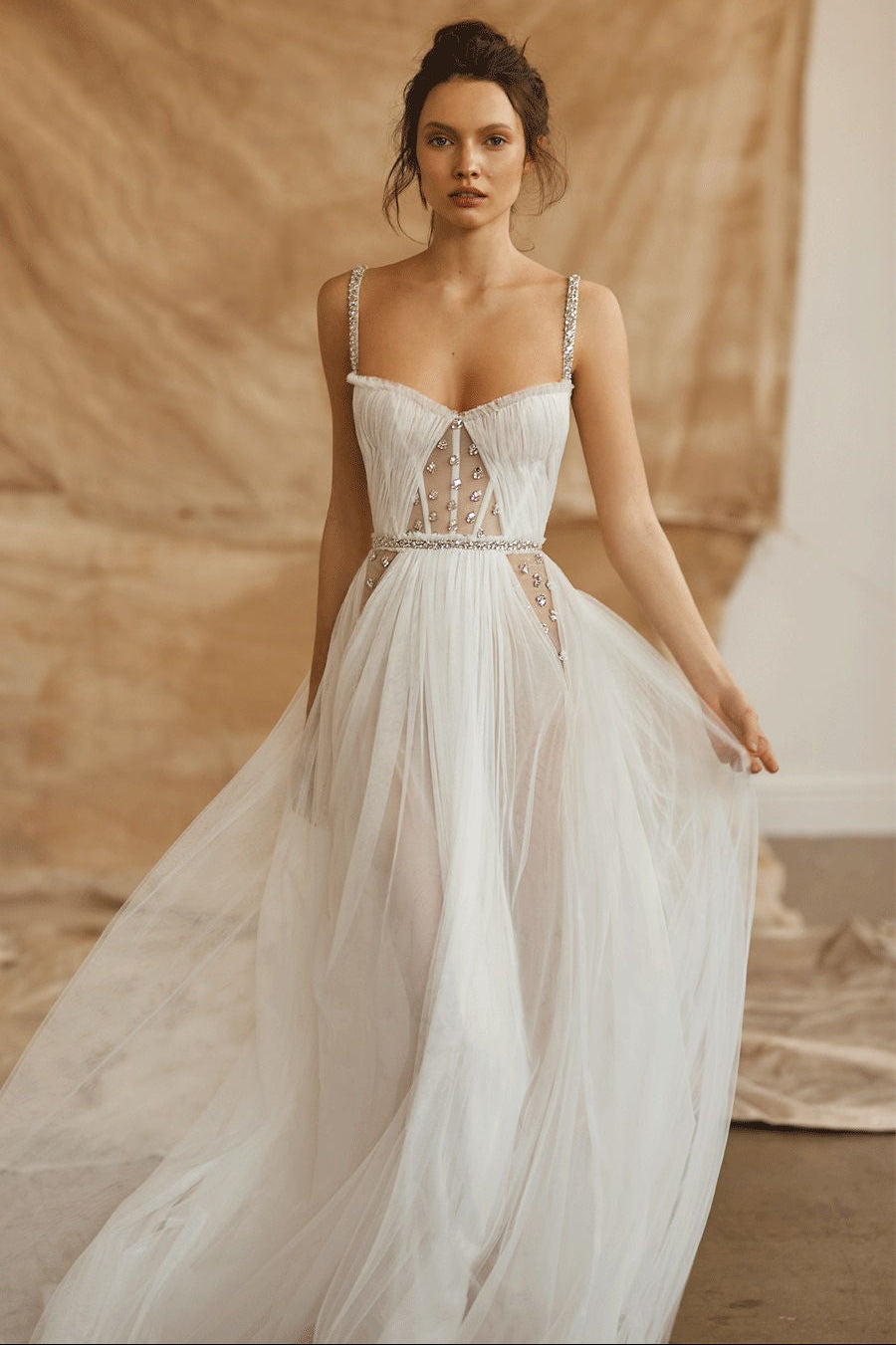 Embellished Tulle A-Line Corset Wedding Dress