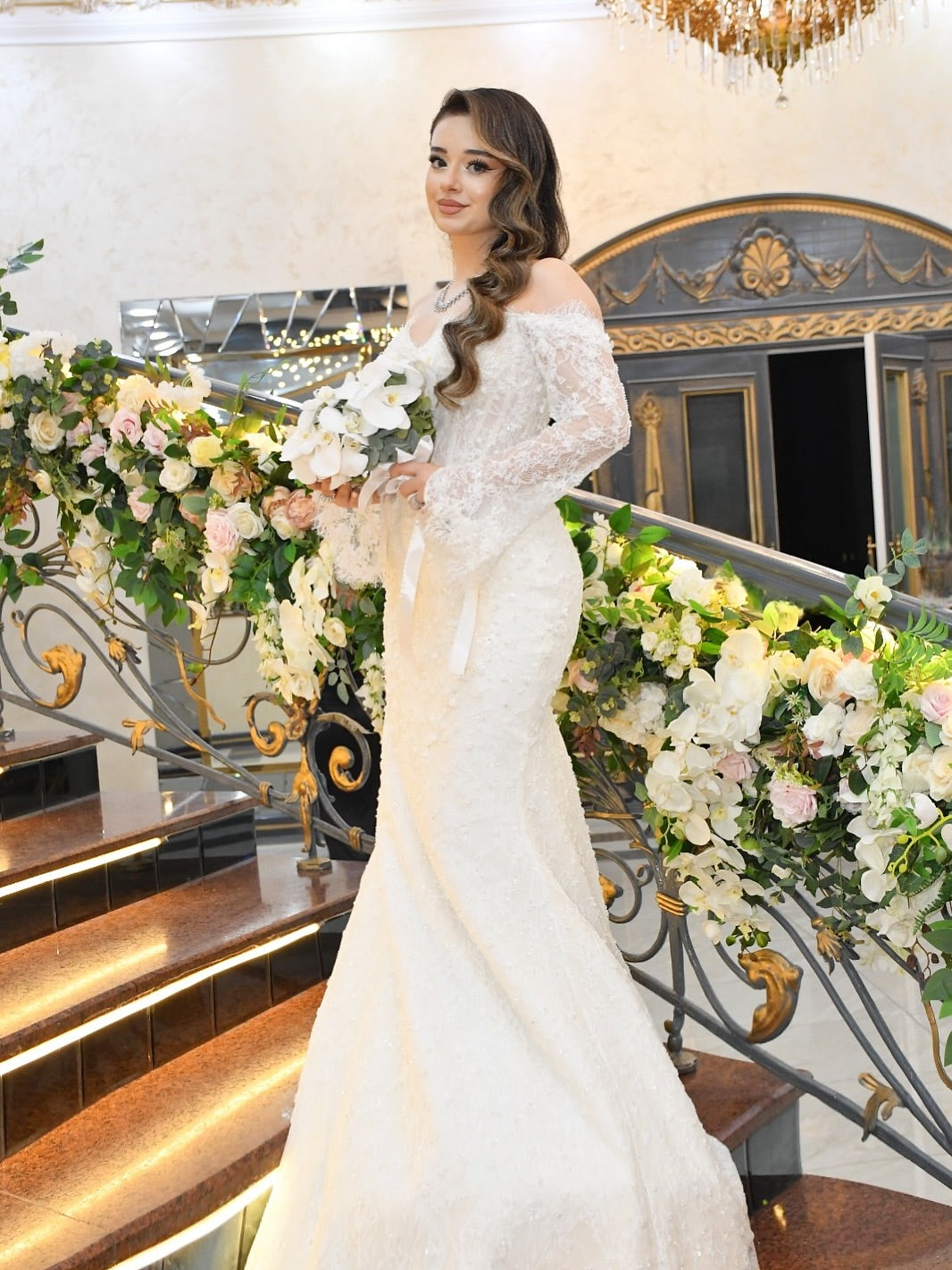 Off-the-Shoulder Lace Mermaid Wedding Dress