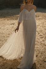 Tiered Chiffon Boho Bridal Gown with Corset Bodice