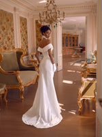 Off-the-Shoulder Ruched Trumpet Wedding Dress