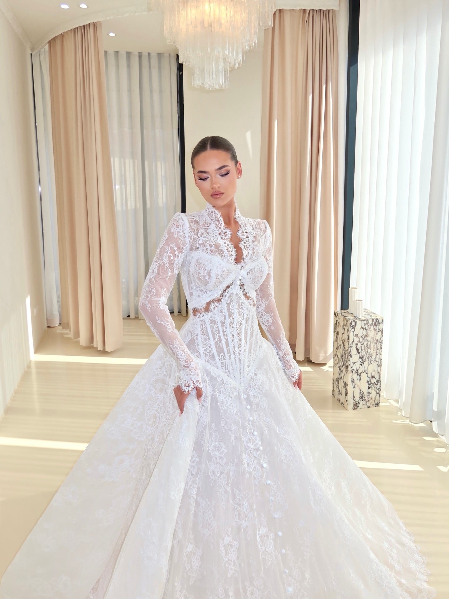 Strapless Lace Ball Gown Wedding Dress