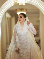 Long Sleeve Lace Ball Gown Wedding Dress