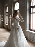 Long Sleeve Lace Corset Ball Gown Wedding Dress