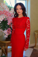 Lace Long Sleeve Evening Gown with Train