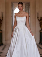 Off-the-Shoulder Satin Ball Gown Wedding Dress