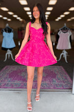 Sweetheart Jacquard A-Line Mini Dress