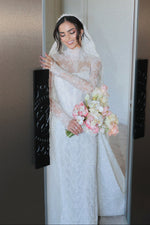 High Neck Illusion Lace Long Sleeve Wedding Dress