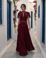 High Neck Keyhole Pleated Two-Piece Gown
