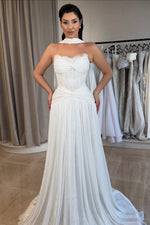 Strapless Lace Corset Wedding Gown with Chiffon Skirt