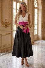 A-Line Midi Dress with Bow Waistband