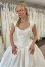 Ruched Basquewaid Satin Ball Gown Wedding Dress