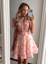 Floral High Neck A-Line Mini Dress