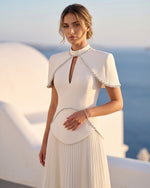 High Neck Keyhole Pleated Two-Piece Gown