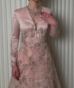 V-Neck Long Sleeve Sequin A-Line Gown