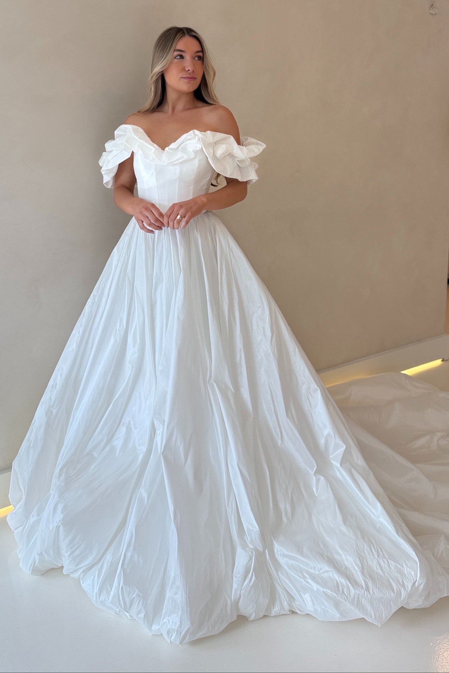 Corset Off-the-Shoulder Taffeta Ball Gown