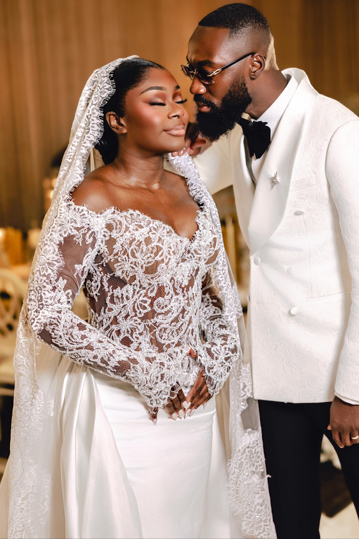 Off-the-Shoulder Lace Long Sleeve Wedding Dress