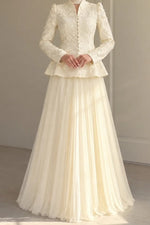 Peplum Lace Jacket & Tulle Maxi Skirt Two-Piece Set
