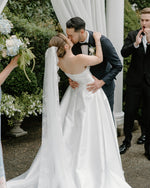 Strapless Satin A-Line Wedding Dress with Chapel Train