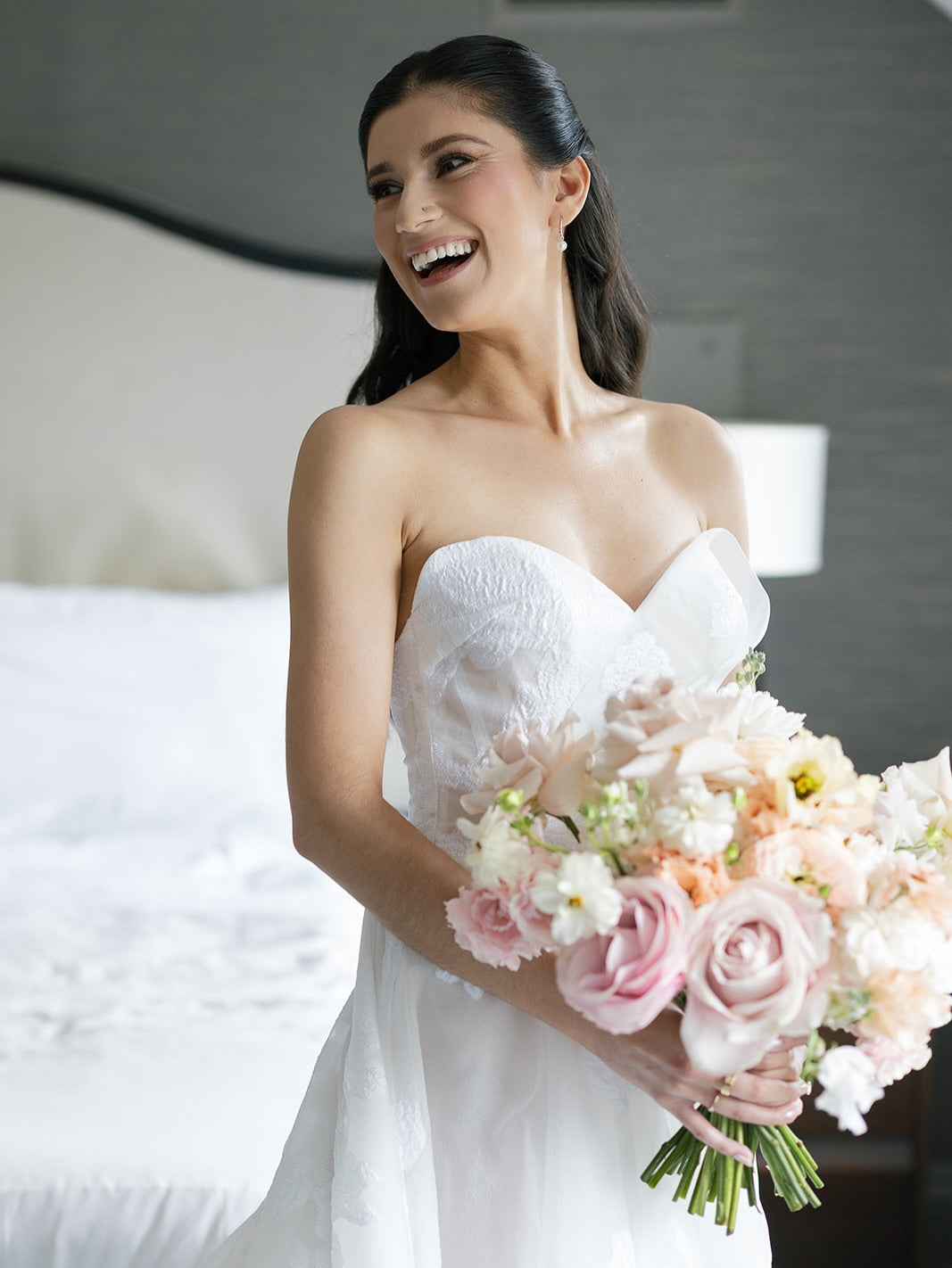 Strapless Sweetheart Floral Jacquard Wedding Dress