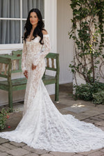 Off-the-Shoulder Long Sleeve Lace Mermaid Wedding Dress