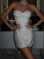 Embellished Corset Mini Dress with Sweetheart Neck