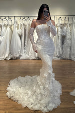 Beaded Mermaid Wedding Dress with Floral Train