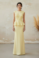 Elegant 3D Floral Peplum Two-Piece Evening Gown