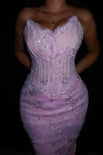 Strapless Corset Mermaid Gown with Lace Appliques