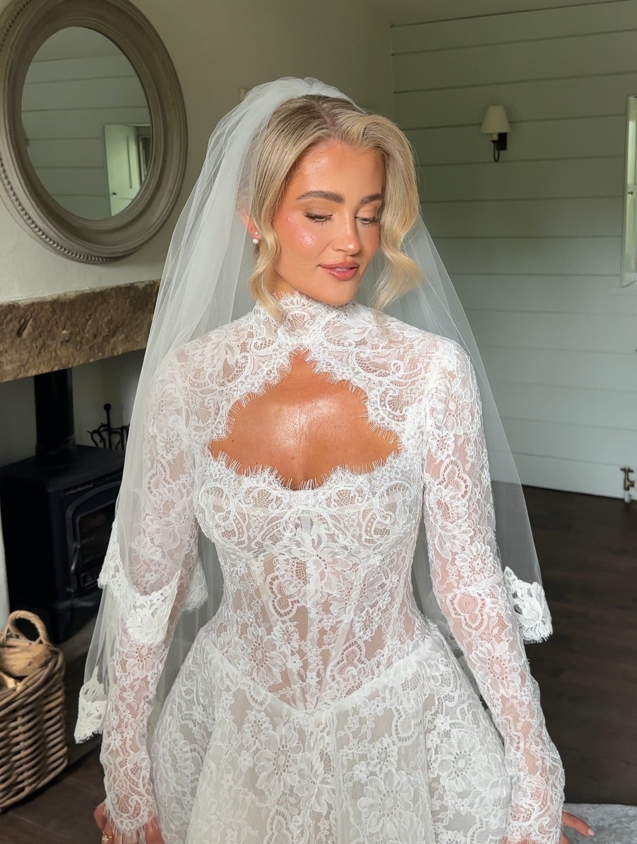 Strapless Lace Corset Ball Gown Wedding Dress