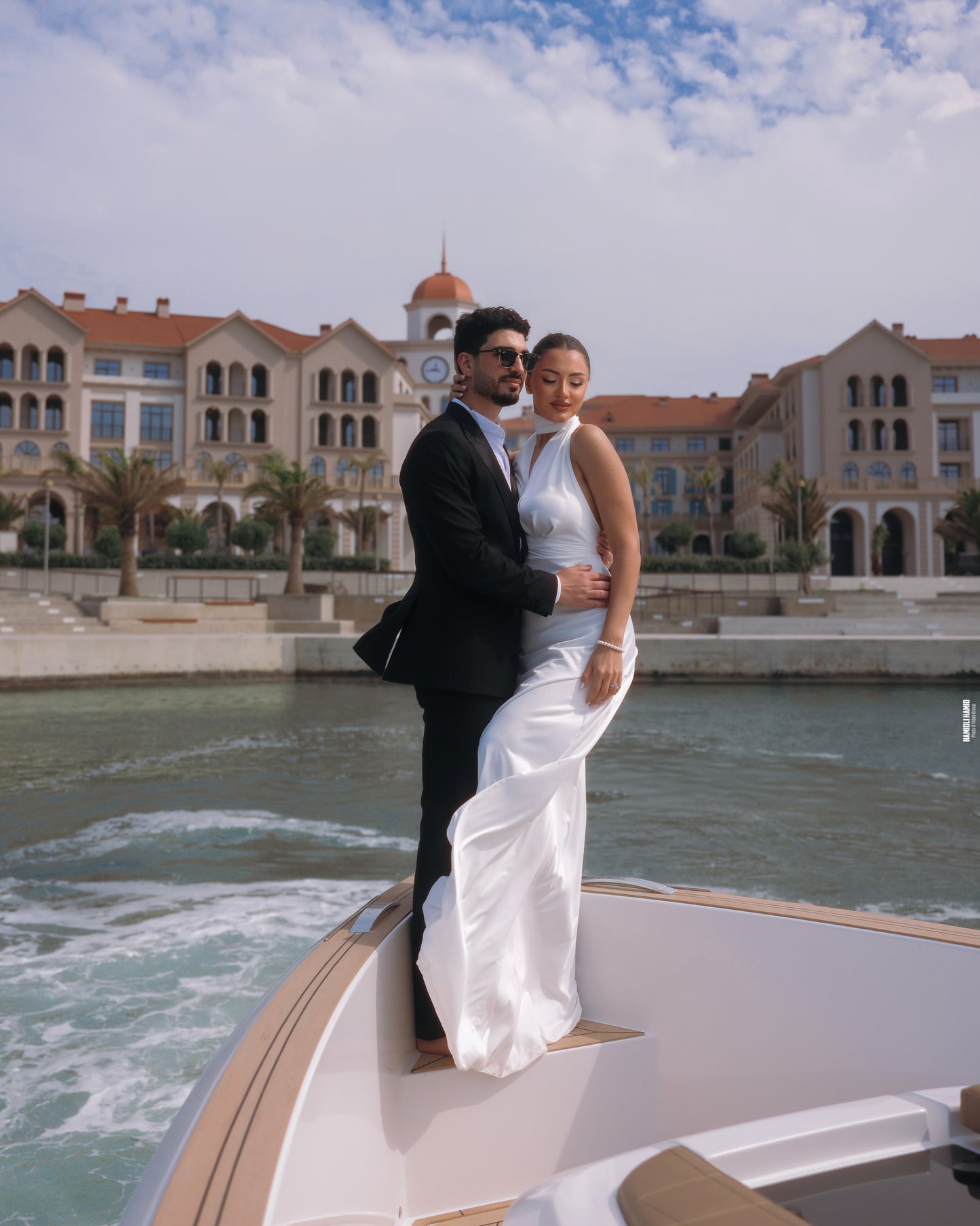 Plunging Halter Satin Wedding Dress