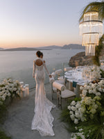 Long Sleeve Lace Mermaid Wedding Gown with Cold Shoulder