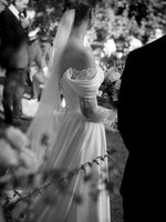 Off-the-Shoulder Lace Sleeve Corset Wedding Dress