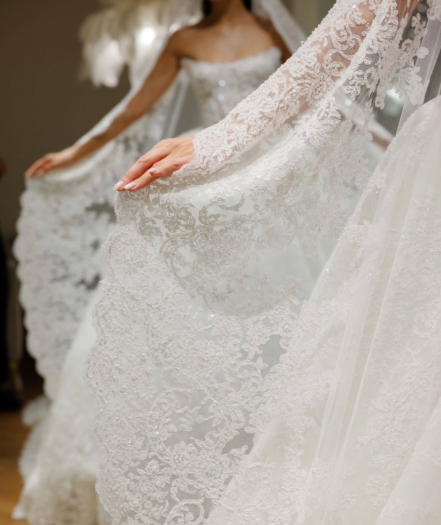Strapless Lace Corset Ball Gown Wedding Dress