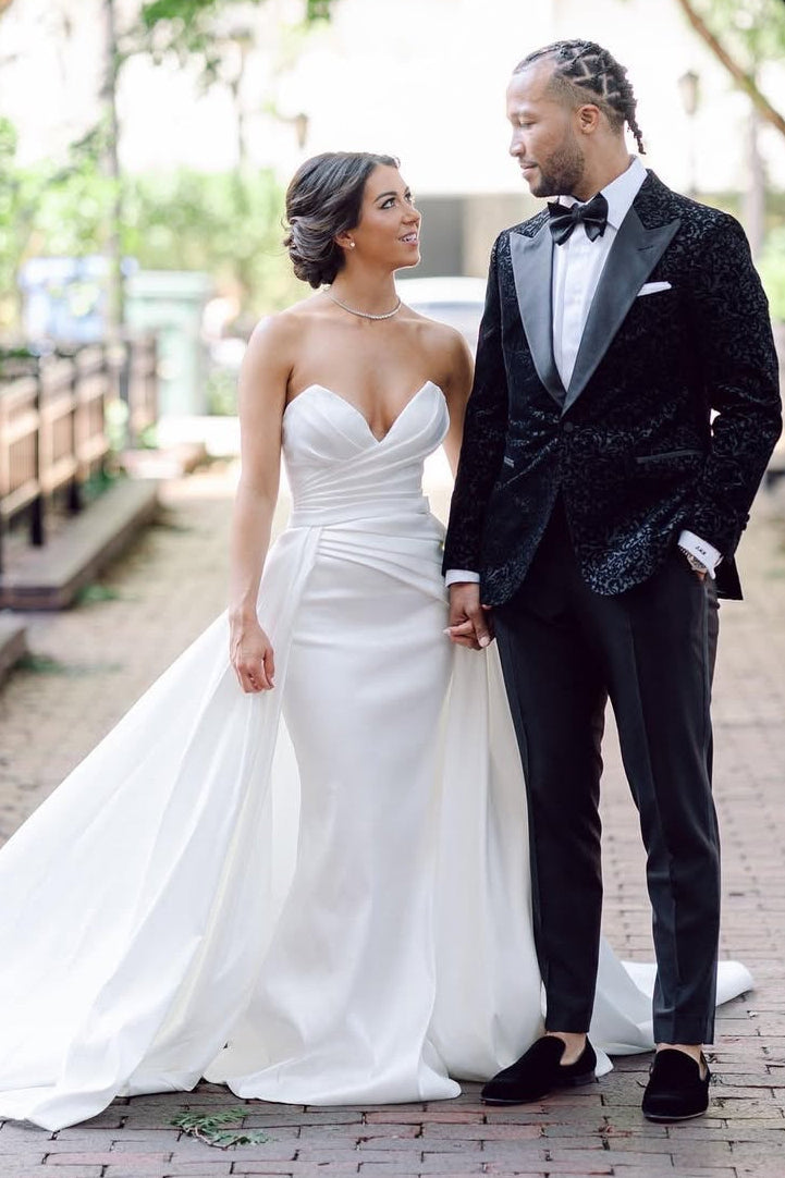 Strapless Sweetheart Mermaid Wedding Dress with Overskirt