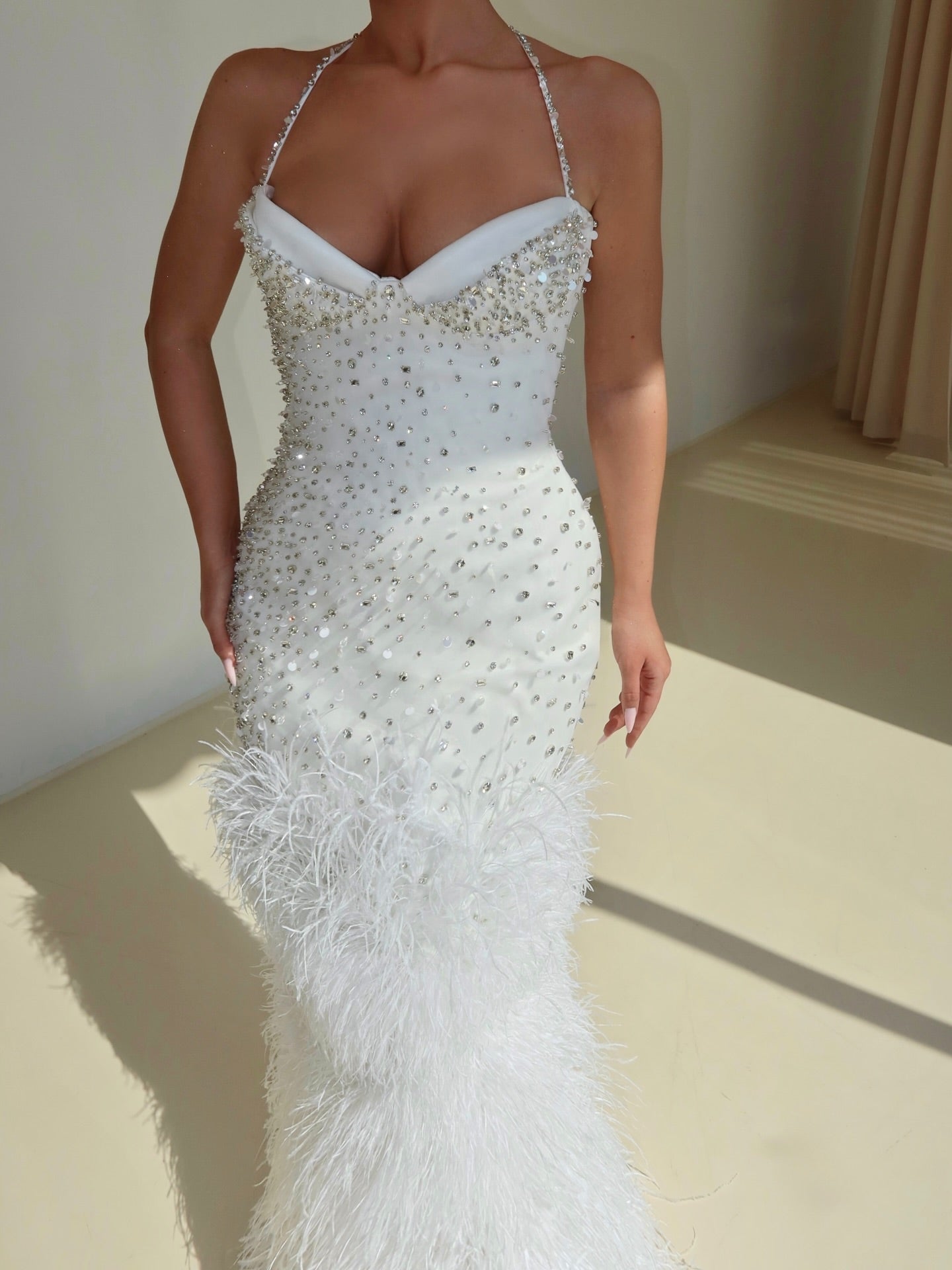 Beaded Halter Mermaid Wedding Dress