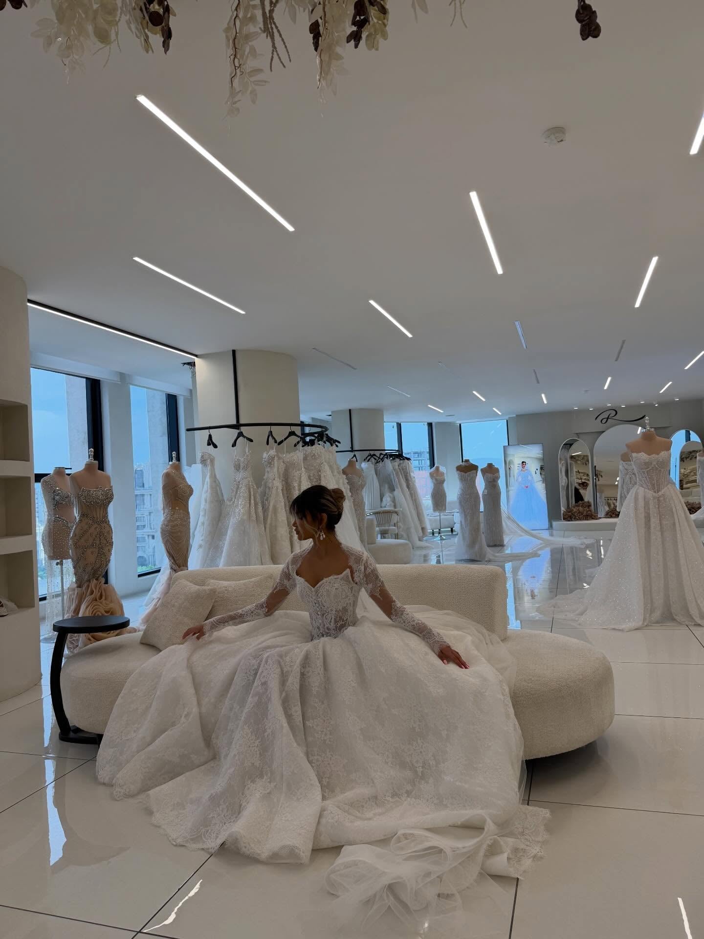 Long Sleeve Lace Corset Ball Gown Wedding Dress