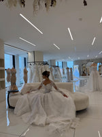 Long Sleeve Lace Corset Ball Gown Wedding Dress