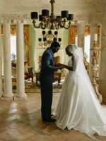 Sleeveless A-Line Wedding Gown with Lace Waist Trim