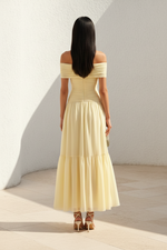 Off-Shoulder Ruched Tiered Maxi Dress