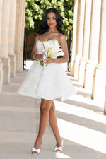 Strapless Lace Fit & Flare Mini Wedding Dress