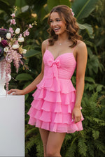 Sweetheart Spaghetti Strap Tiered Ruffle Mini Dress