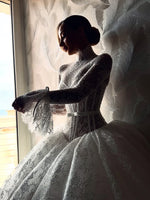 High Neck Lace Ball Gown Wedding Dress